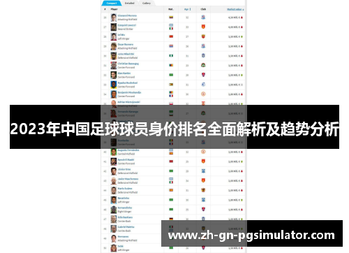 2023年中国足球球员身价排名全面解析及趋势分析